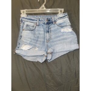 American Eagle AE Strigid Ripped Denim Mom Shorts Size 0